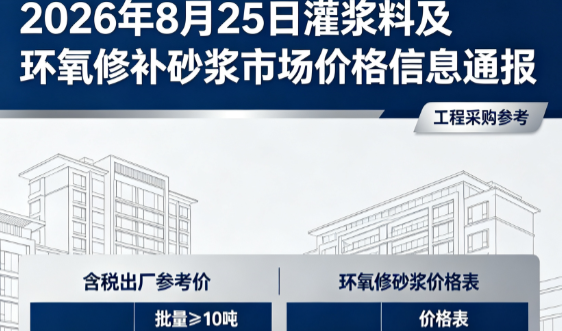 呈贡2026年8月25日灌浆料及环氧修补砂浆市场价格信息通报